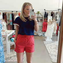 Load image into Gallery viewer, Navy &amp; Red Knit Top

