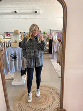 Load image into Gallery viewer, Grey &amp; Black Plaid Shacket
