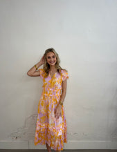 Load image into Gallery viewer, Orange &amp; Pink Multi Pleated Dress
