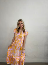Load image into Gallery viewer, Orange &amp; Pink Multi Pleated Dress
