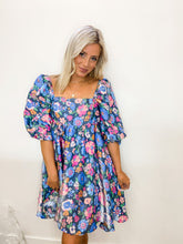 Load image into Gallery viewer, Navy Floral Babydoll Dress
