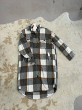Load image into Gallery viewer, Grey &amp; Brown Plaid Long Shacket

