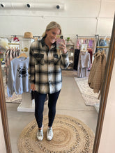 Load image into Gallery viewer, Black Leather Plaid Shacket
