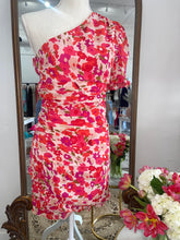 Load image into Gallery viewer, Red One Shoulder Floral Dress
