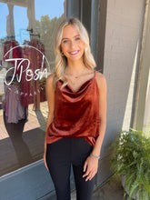 Load image into Gallery viewer, Amber Velvet Cowl Neck Cami
