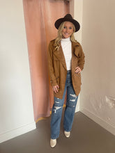 Load image into Gallery viewer, Camel/Black Trench Jacket
