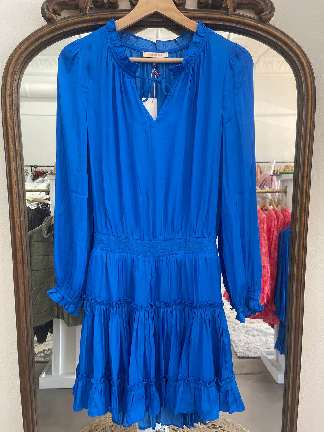 Blue Ruffle Mini Dress